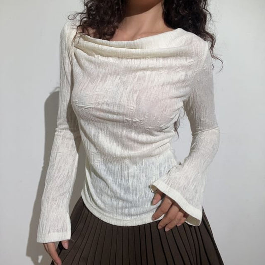 Cowl Neck Long-Sleeve Tee