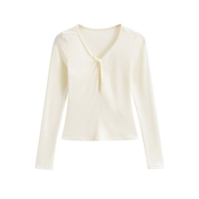 Sheer Insert V-Neck Cropped Tee with Lace Details