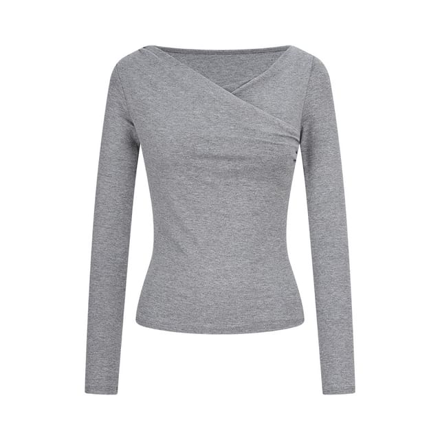 Cold Shoulder Long Sleeve Fitted Basic Shirt
