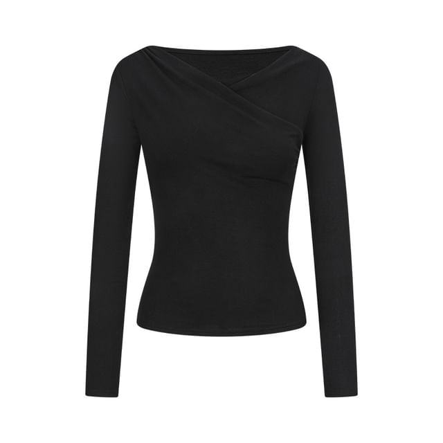 Cold Shoulder Long Sleeve Fitted Basic Shirt