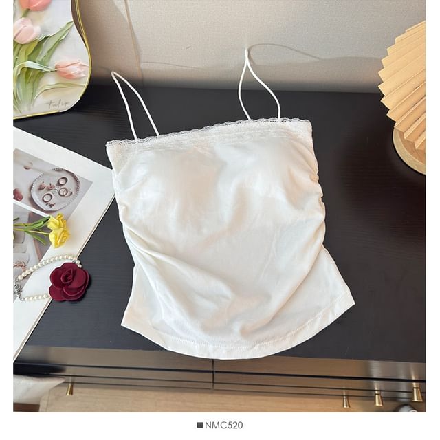 Lace Panel Ruched Camisole Top
