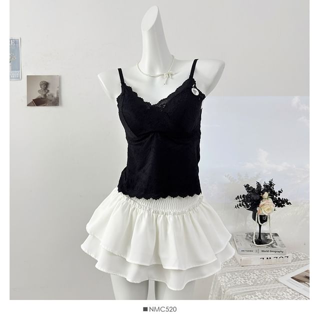 V-Neck Lace Slim-Fit Camisole Top