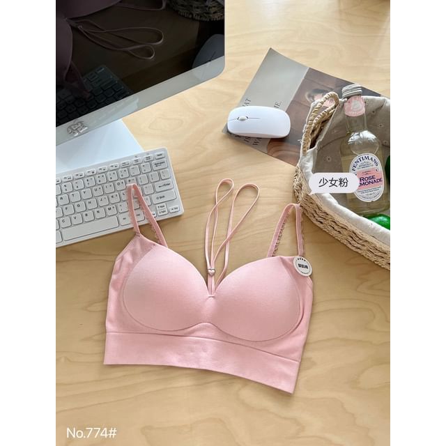 Halter Neck Lace Trim Bra Top