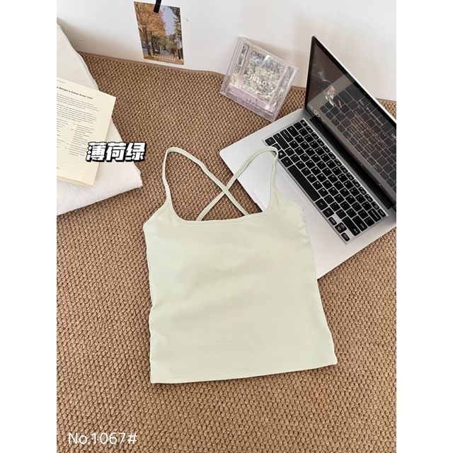 Square Neck Lace Panel Open Back Crop Camisole Top