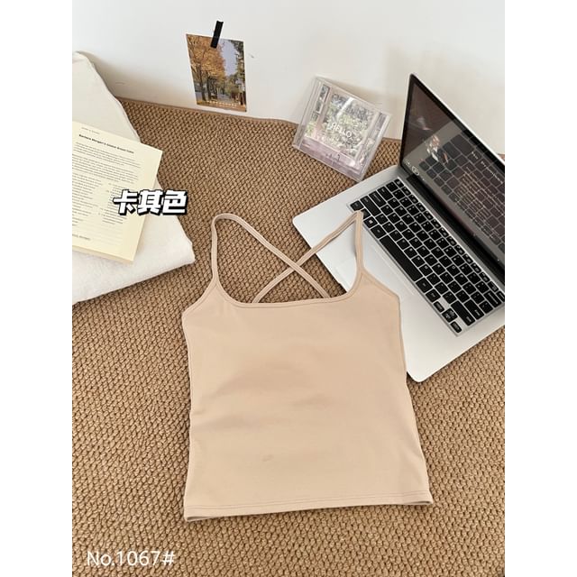 Square Neck Lace Panel Open Back Crop Camisole Top