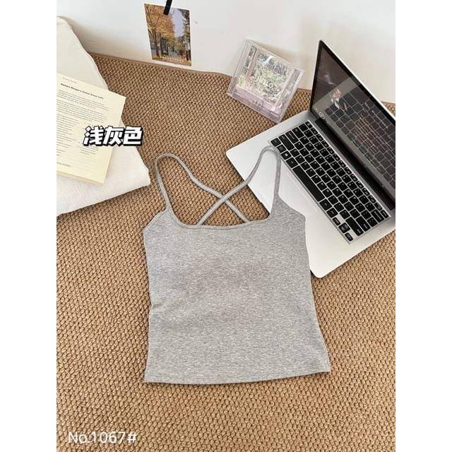 Square Neck Lace Panel Open Back Crop Camisole Top