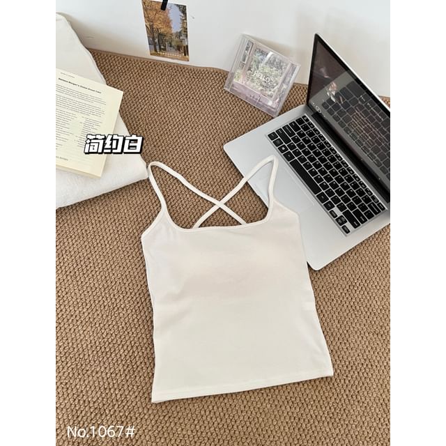 Square Neck Lace Panel Open Back Crop Camisole Top