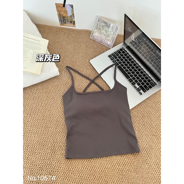 Square Neck Lace Panel Open Back Crop Camisole Top