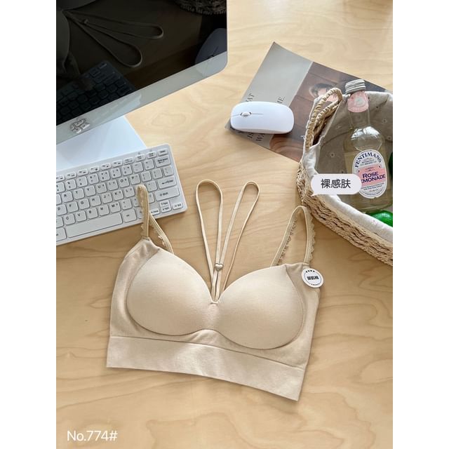 Halter Neck Lace Trim Bra Top