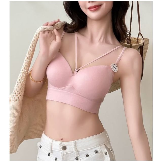 Halter Neck Lace Trim Bra Top