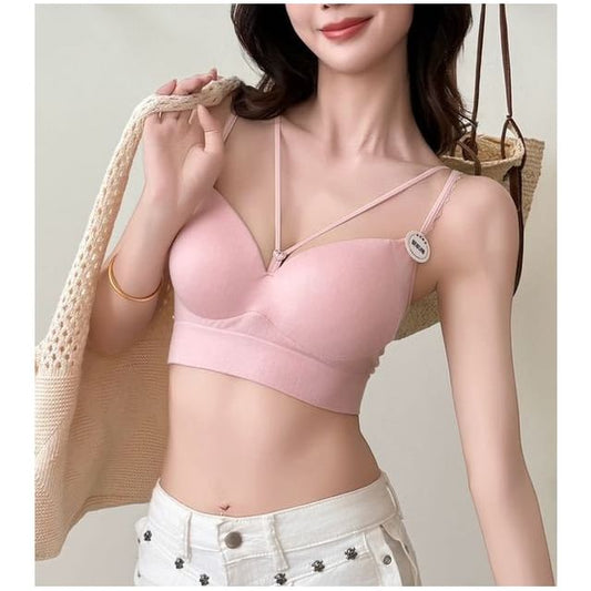 Halter Neck Lace Trim Bra Top