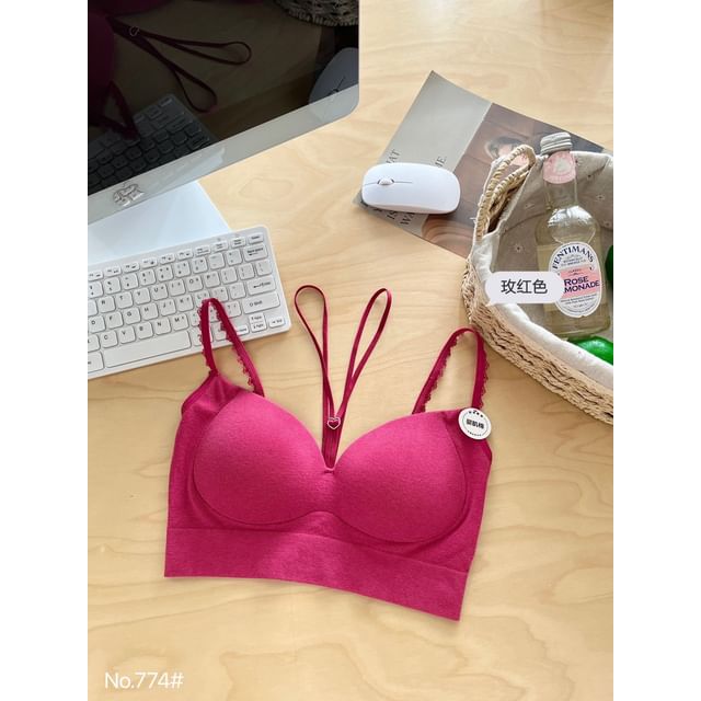 Halter Neck Lace Trim Bra Top