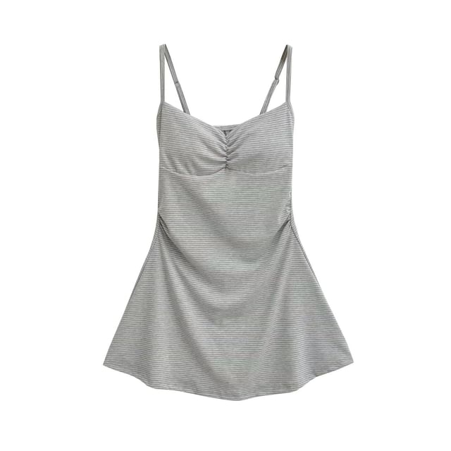 Set: Spaghetti Strap Striped Mini A-Line Dress + Shorts