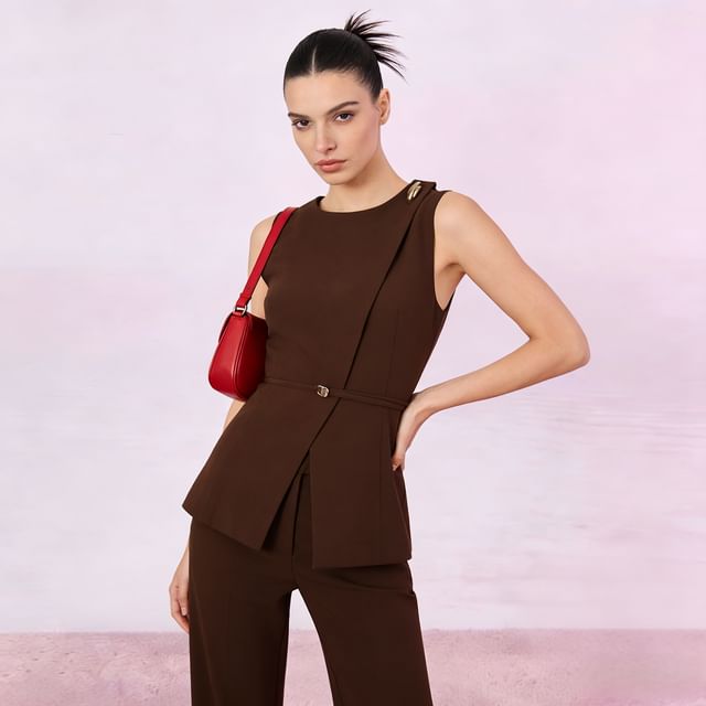 Asymmetrical Top & Wide Leg Pants Set