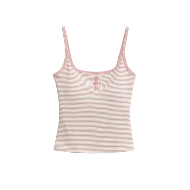 Striped Henley Camisole Top