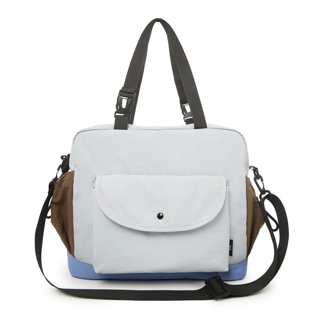 Color Panel Canvas Shoulder Bag