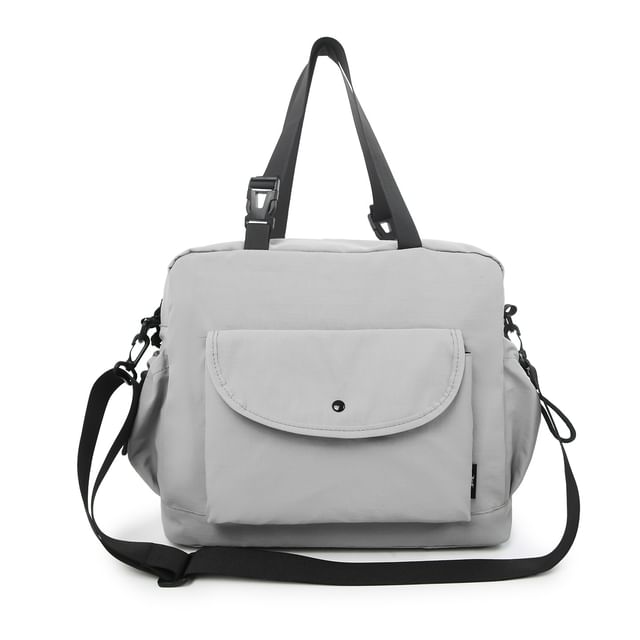 Color Panel Canvas Shoulder Bag