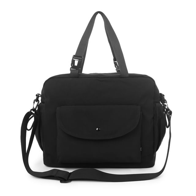 Color Panel Canvas Shoulder Bag