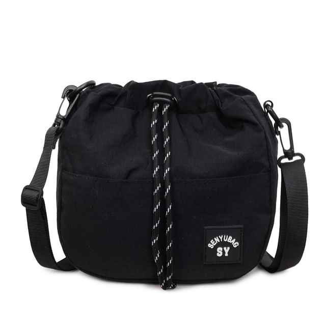 Color Panel Drawstring Bucket Bag