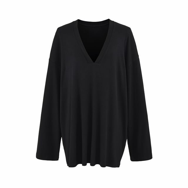 Long Sleeve V-Neck Tee - Plain