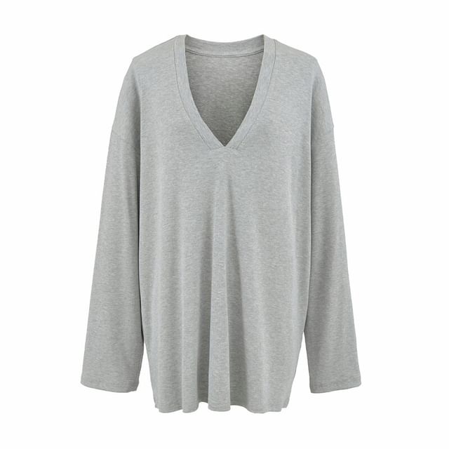 Long Sleeve V-Neck Tee - Plain
