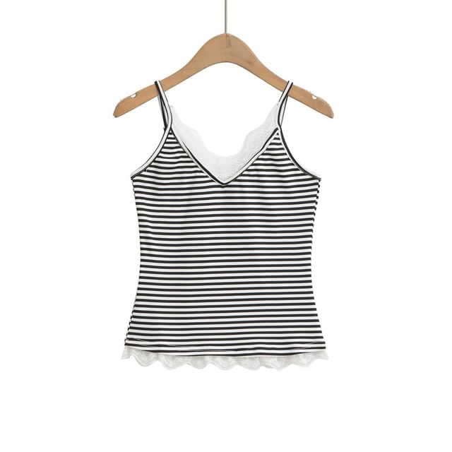 Striped V-Neck Camisole - Spaghetti Strap