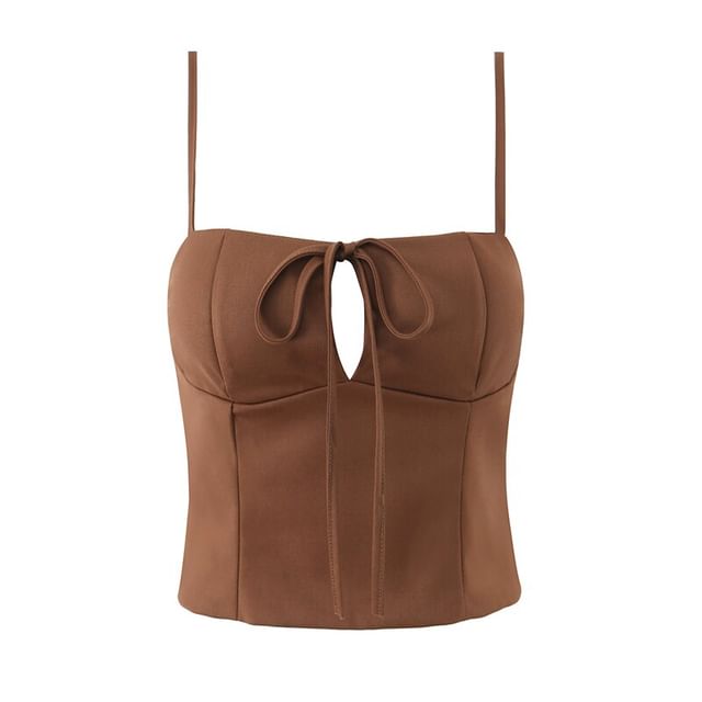 Keyhole Cutout Camisole Top and Ruffle Trim Mini A-Line Skirt Set