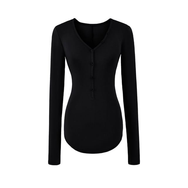 V-Neck Crop Tee - Long Sleeve