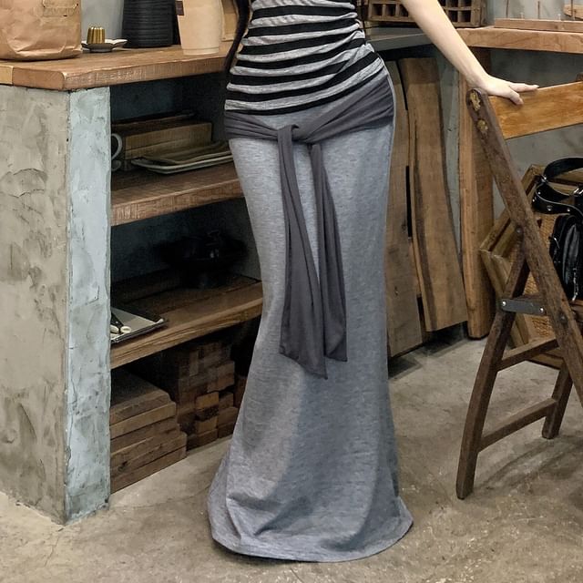 Striped Tank Top and Maxi Skirt Set - Altfashion Shop