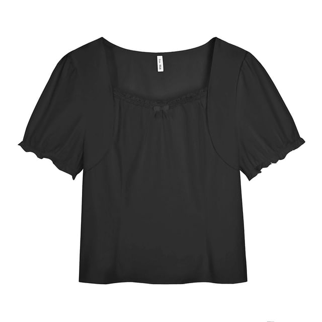 Square Neck Lace Detail Top - Plus Size Sleeveless