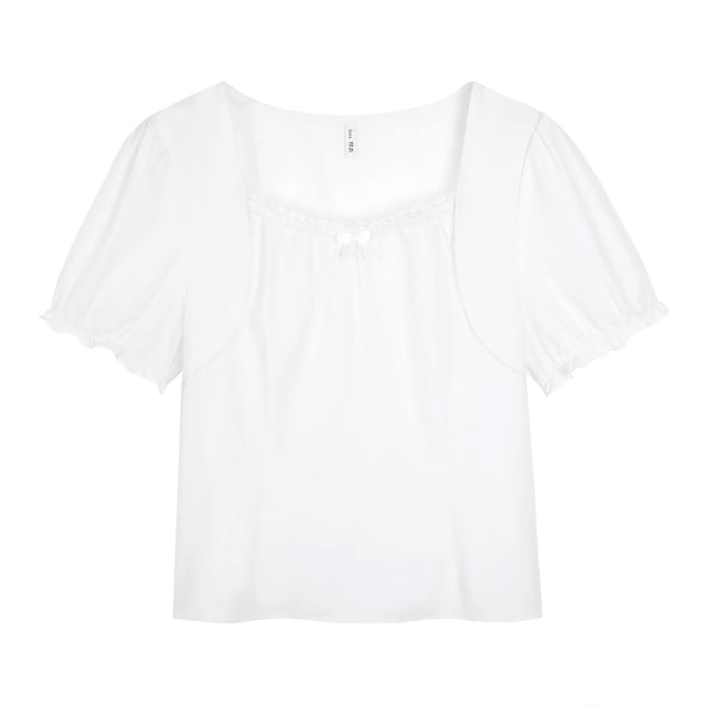 Square Neck Lace Detail Top - Plus Size Sleeveless