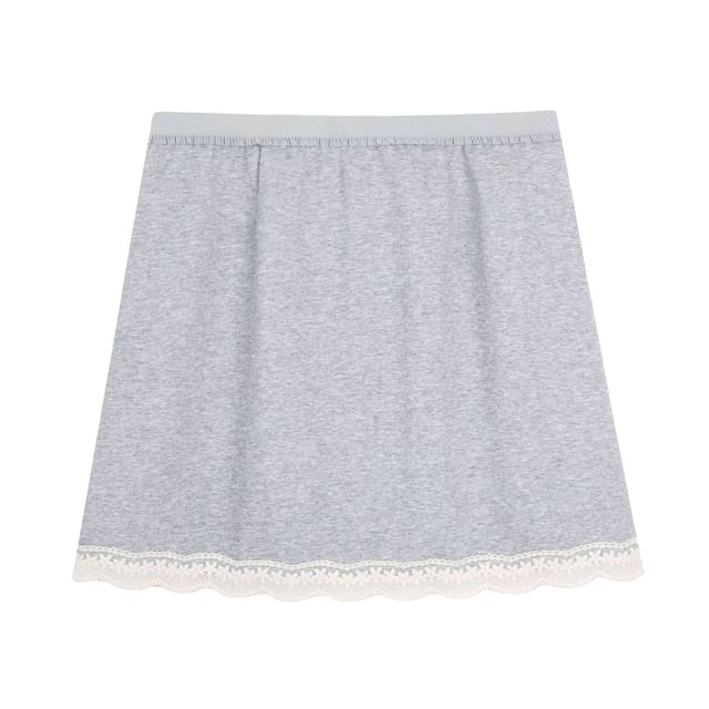 Plus Size Elastic Waist Lace Trim Mini A-Line Skirt