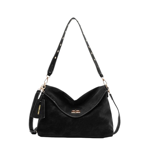 Faux Suede Flap Crossbody Bag