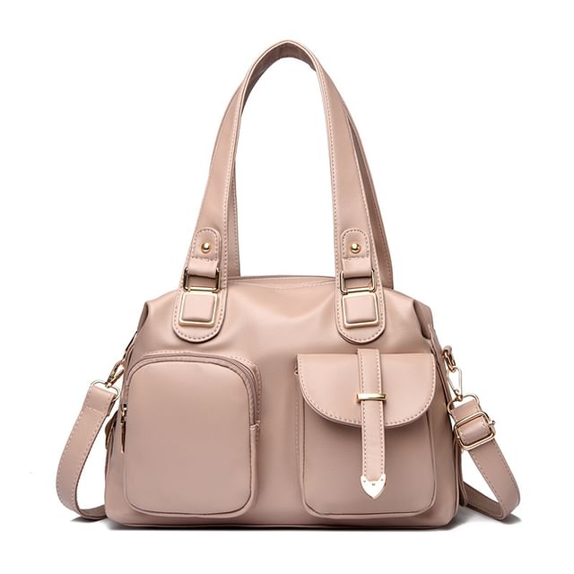 Dual Front Pocket Genuine Leather Shoulder Bag