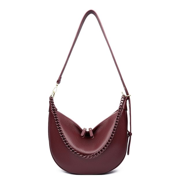 Genuine Leather Hobo Crossbody Bag