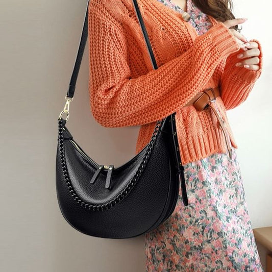 Genuine Leather Hobo Crossbody Bag