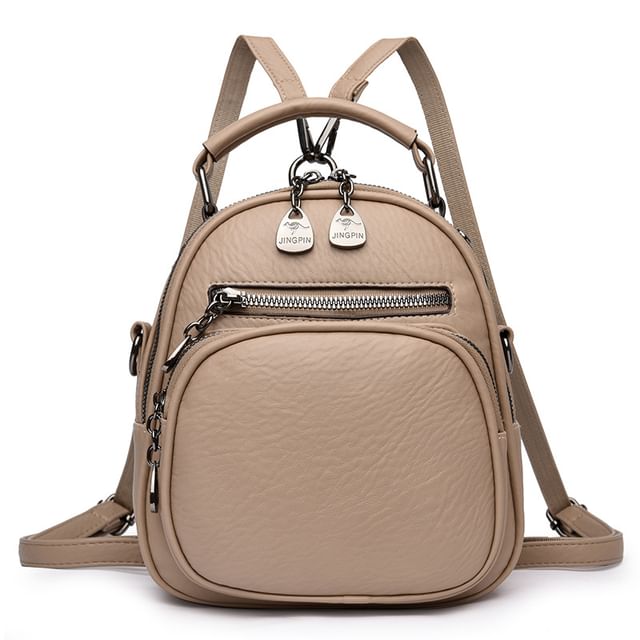 Genuine Leather Convertible Backpack with Shoulder Strap