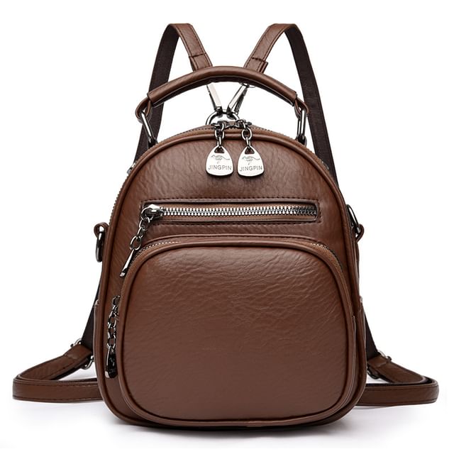 Genuine Leather Convertible Backpack with Shoulder Strap