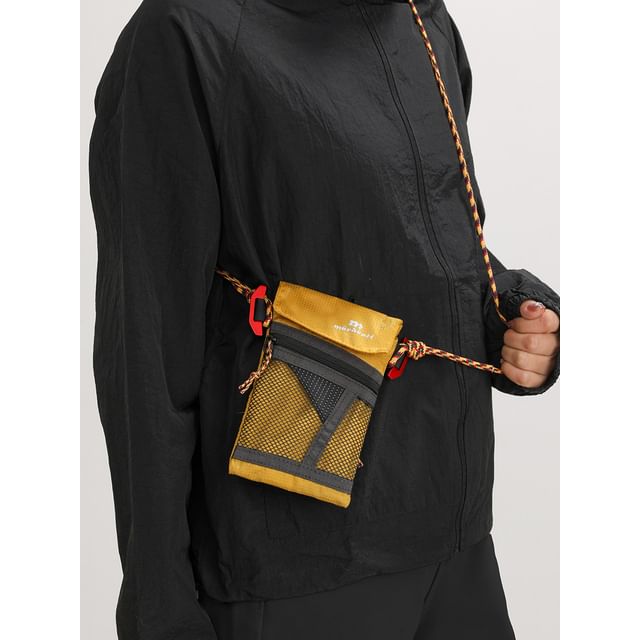 Flap Panel Mesh Crossbody Bag