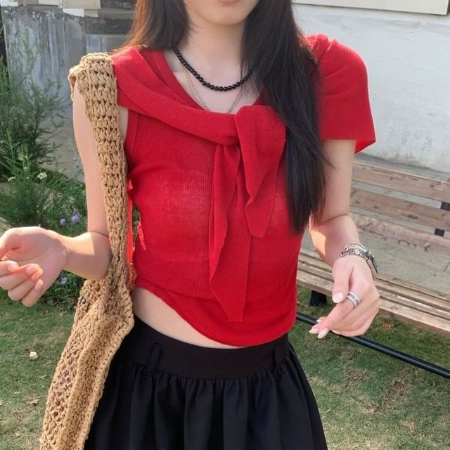 Set: Knit Shrug + Crop Tank Top