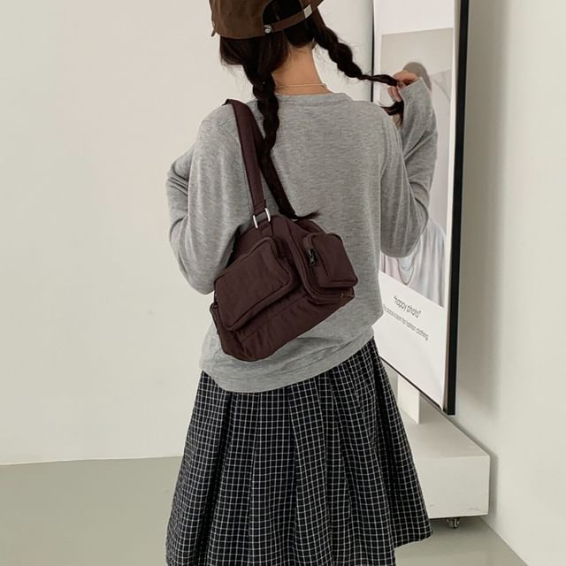 Plain Nylon Shoulder Bag