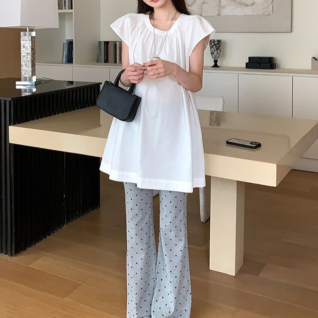 Maternity Tunic with Cap Sleeves and Flared Pants