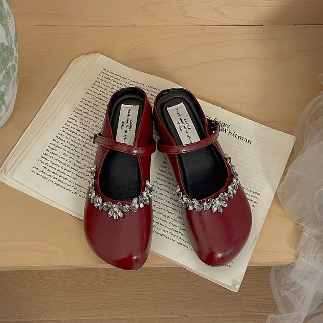 Faux Crystal Patent Mary Jane Shoes