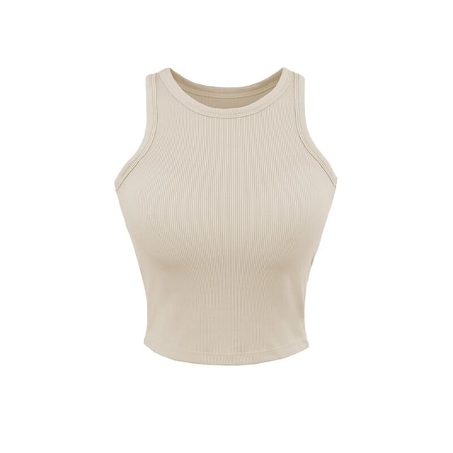 Plain Round Neck Cropped Tank
