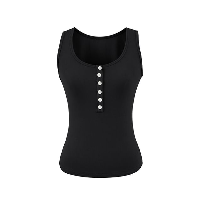 Plain Henley Tank Top
