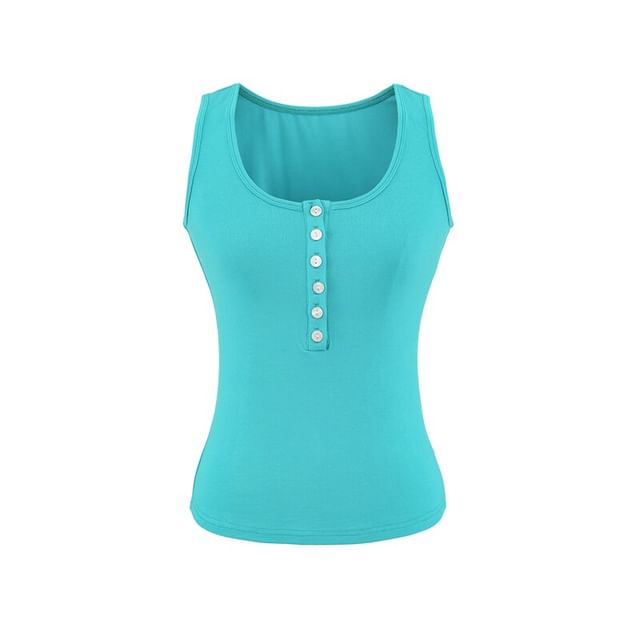 Plain Henley Tank Top