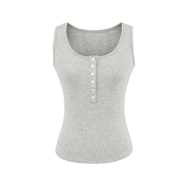 Plain Henley Tank Top