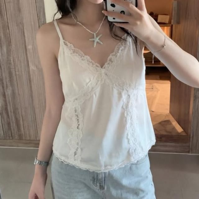Lace-Trimmed V-Neck Camisole