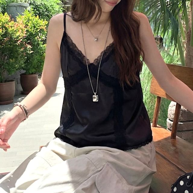 Lace-Trimmed V-Neck Camisole