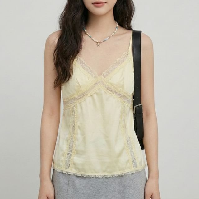 Lace-Trimmed V-Neck Camisole